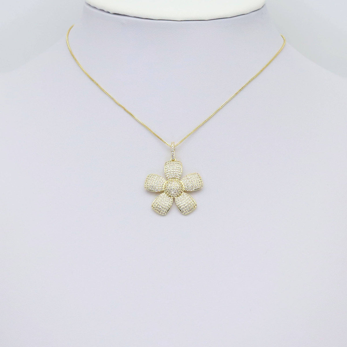 Gold Silver CZ Flower Charm, Sku#ML73/F489