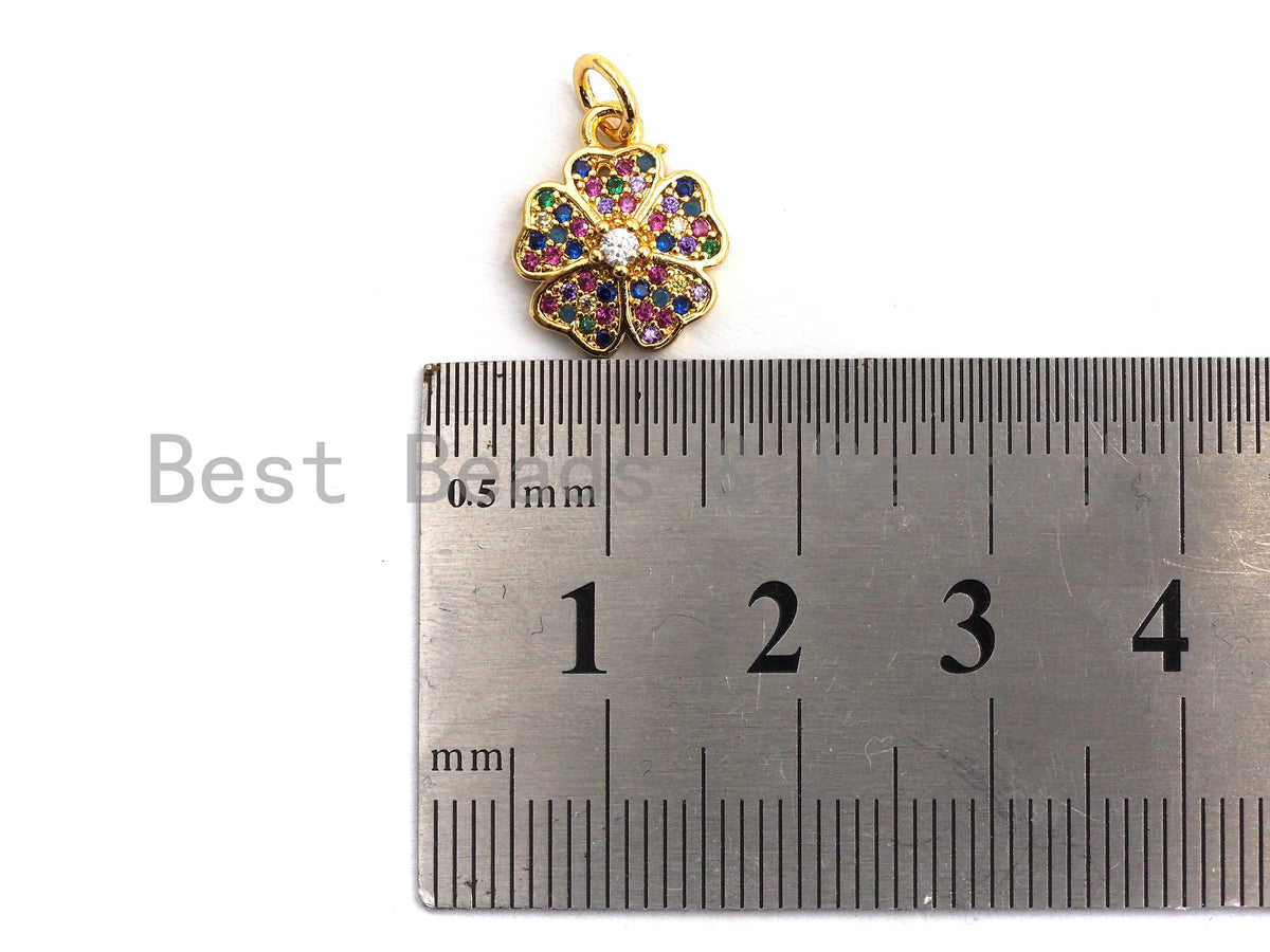 CZ Colorful Micro Pave Peace Sign Pendant, Cubic Zirconia Pave Pendant, Gold plated, 11x13mm, Sku#F822