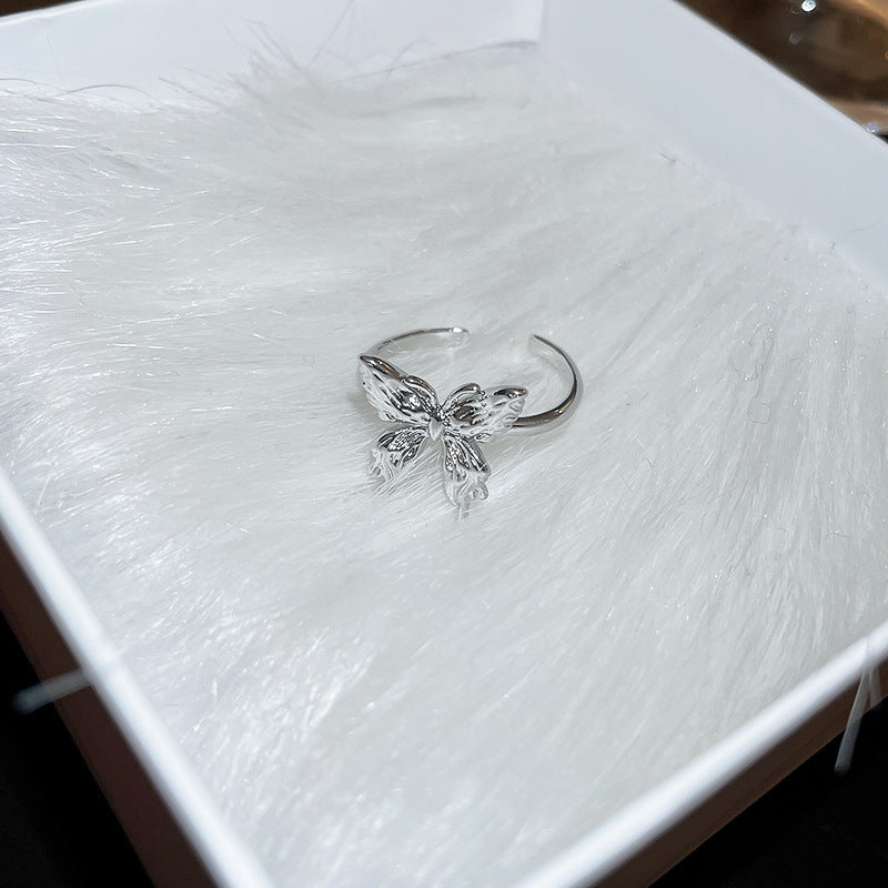 Liquid Butterfly Ring For Women, Light Luxury INS Minimalist Style, Niche Design Advanced Fashion Open Index Ring