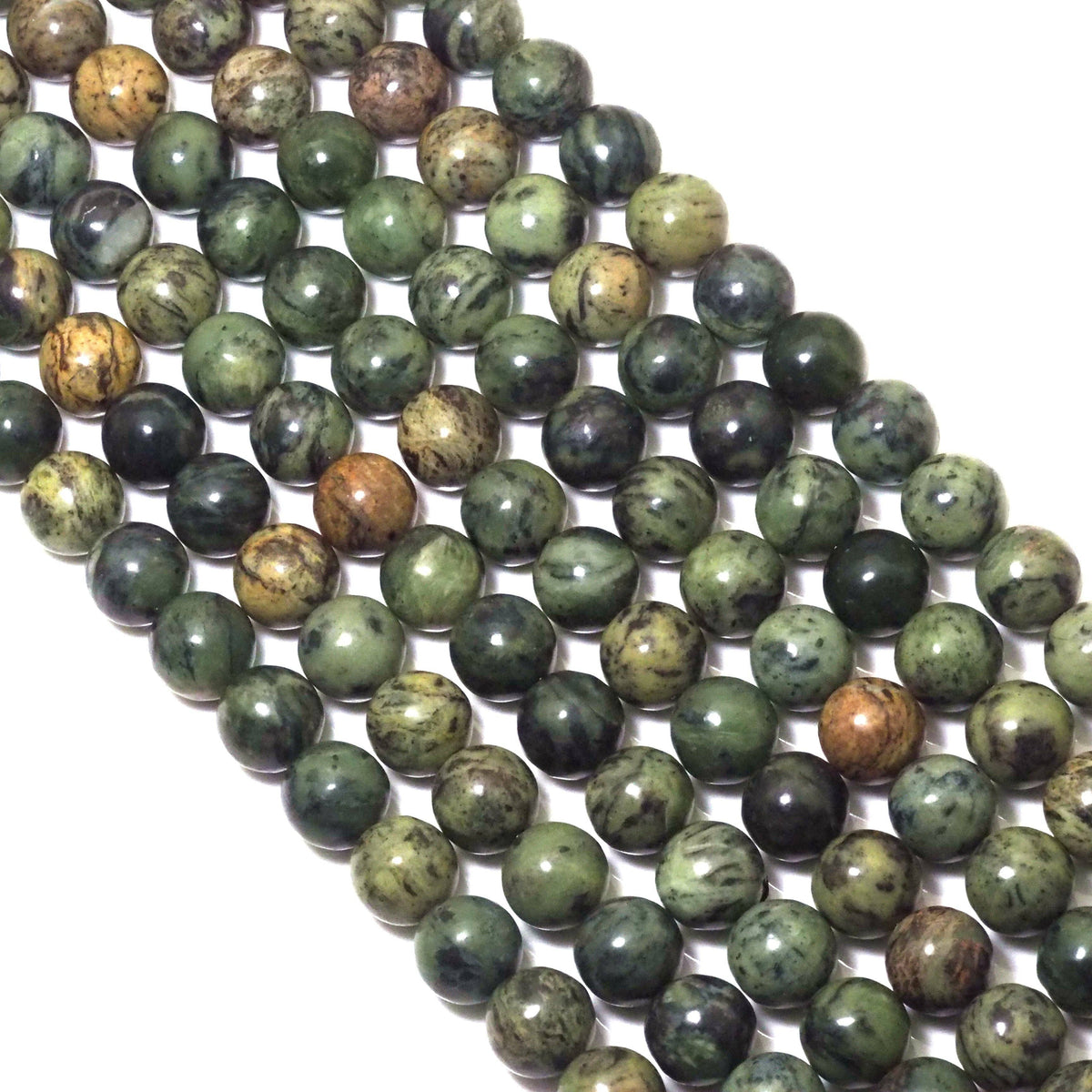 Genuine Green Tree Branch Agate Round Smooth Beads, 6mm/8mm/10mm, Sku#U1585