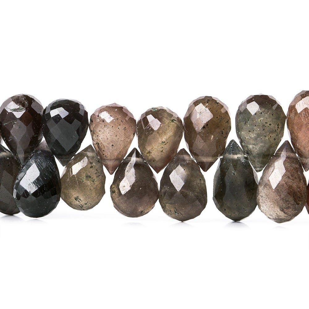 Cat's Eye Scapolite Faceted Tear Drop Briolette Beads, 7.75 inch, 8x6-12x6mm, 71 pieces