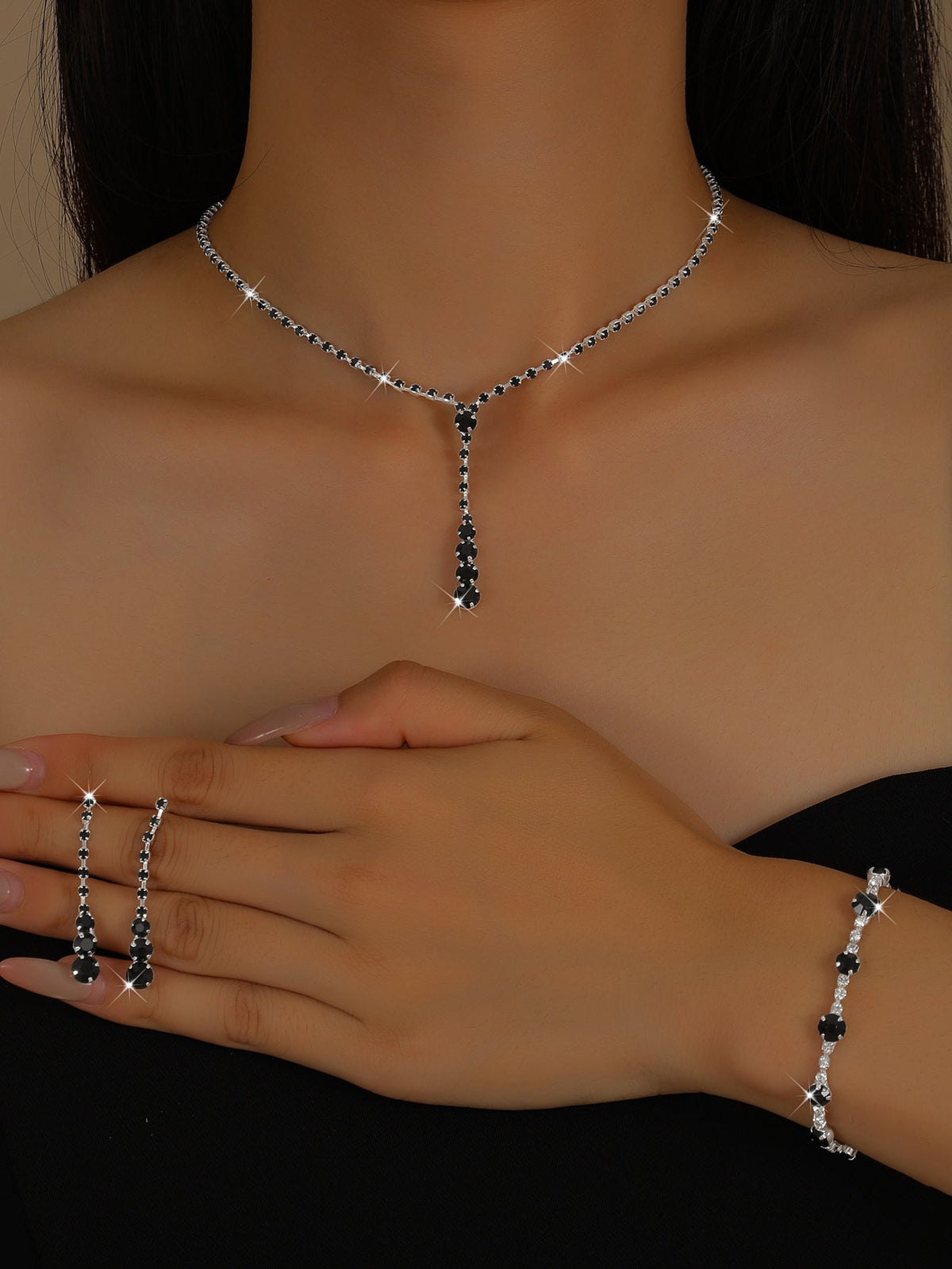 Autumn 2026 New Cross Border Fashion Wedding Wedding Photography Accessories Earrings Necklace Bracelet Suit Combination Three Pieces