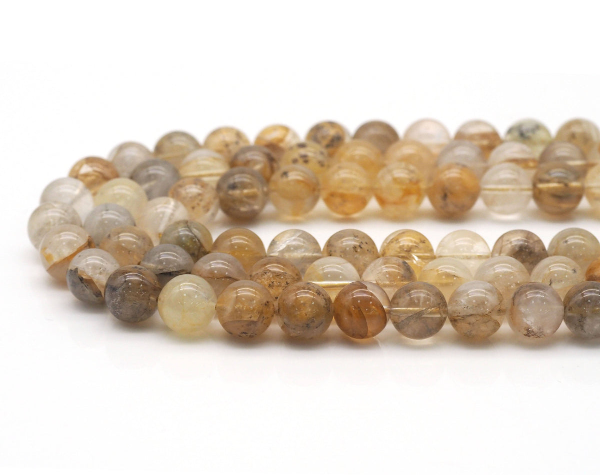 Genuine Picture Citrine Round Smooth Beads, Sku#U1347