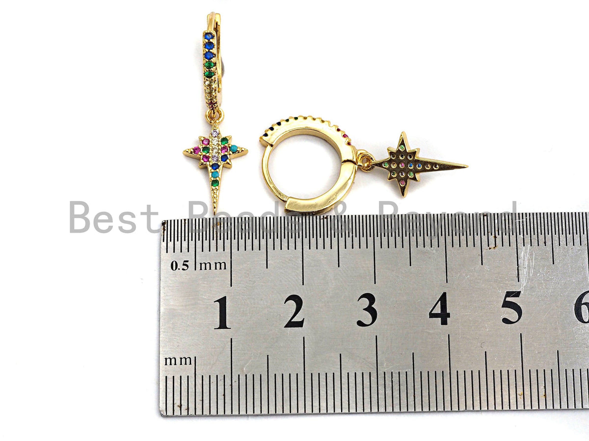 North Star Huggie Earrings,9x31mm, sku#J71