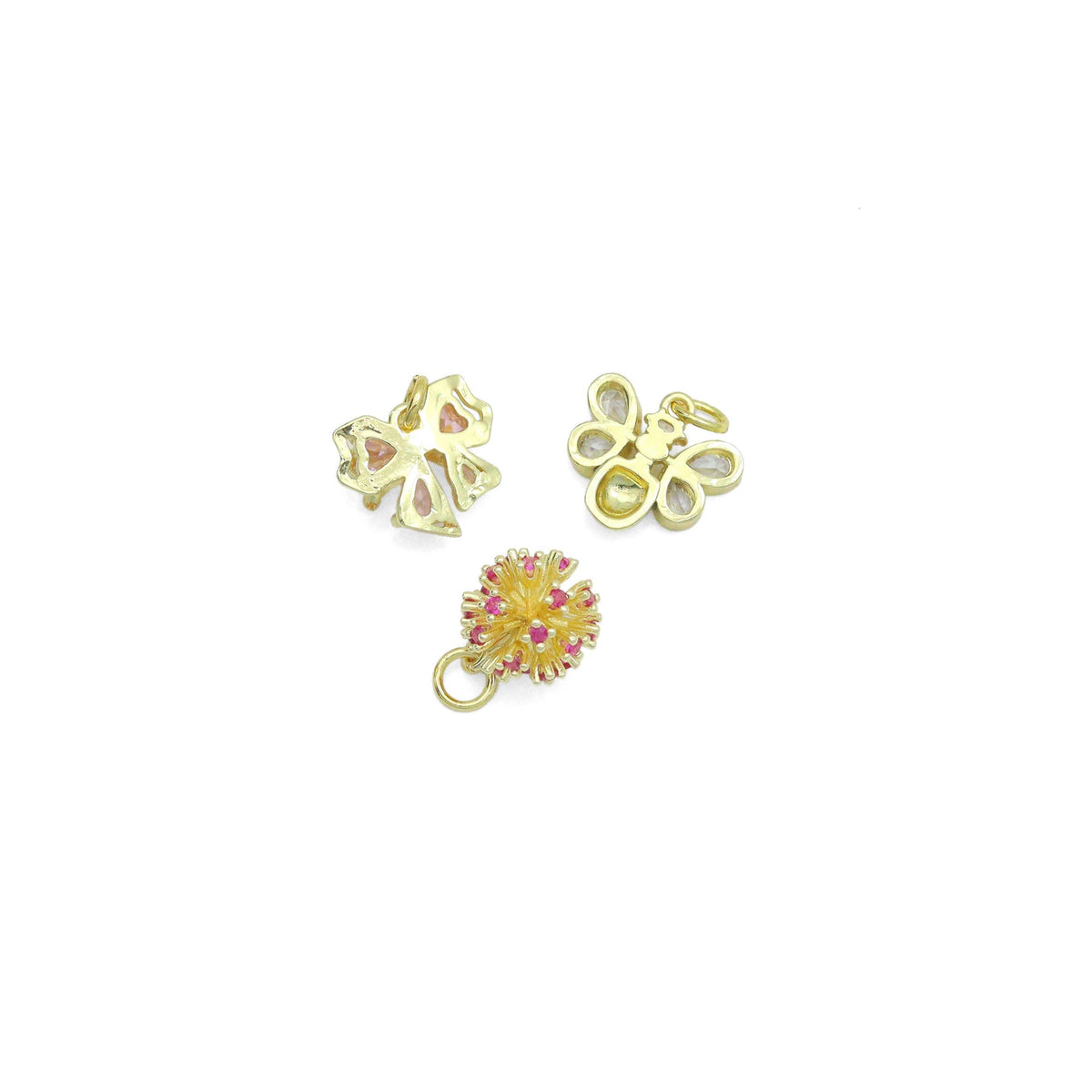 CZ Bee Bow Flower ball Charm Pendant,Sku#A497