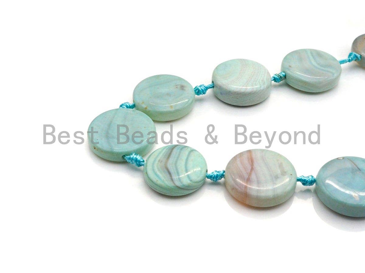 25mm/30mm Natural Blue Agate Coin Shape Spacer Beads, 1pc/9pc/11pc, sku#U881