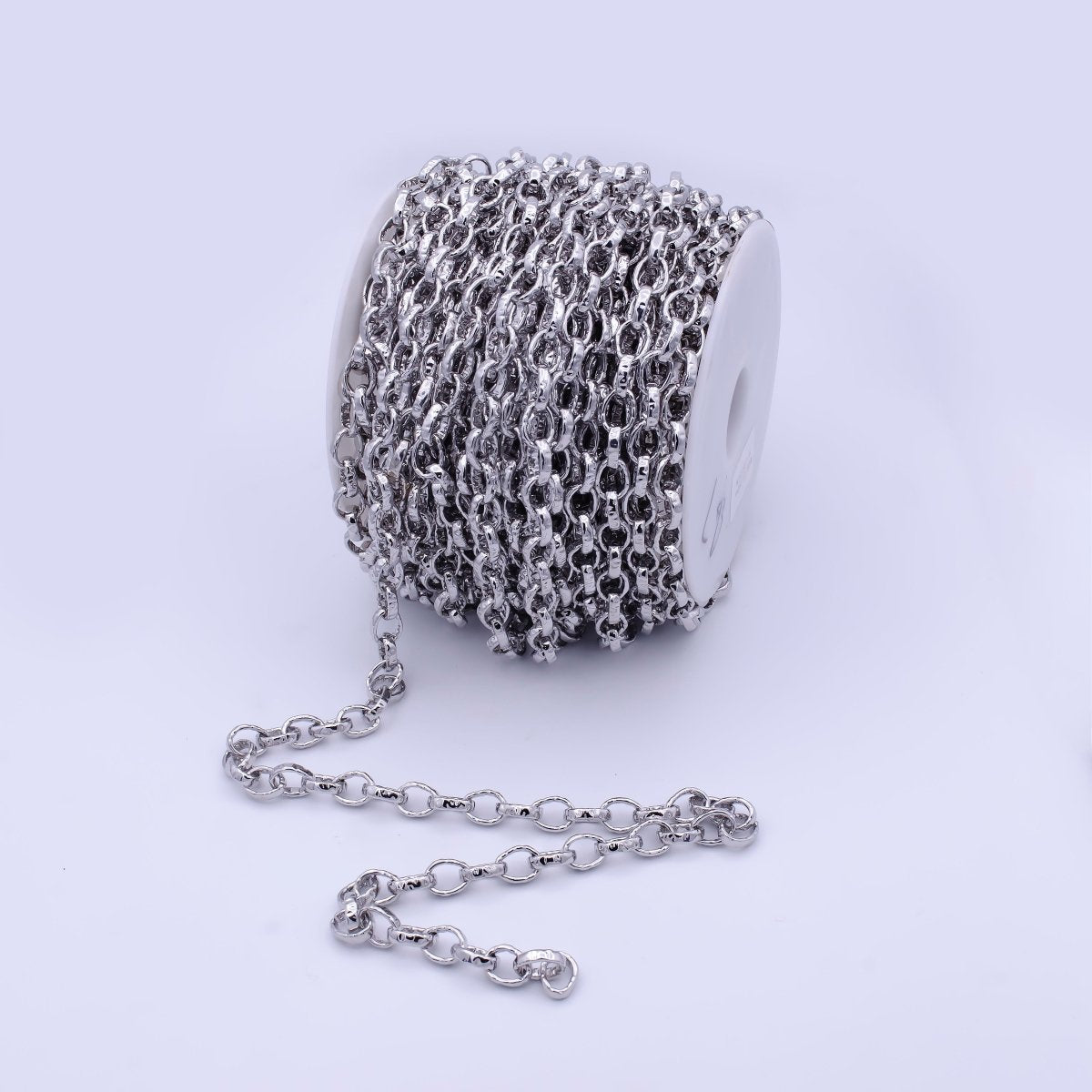 Chunky Oval Cable Link For Statement Jewelry Bold Silver Chain Link by Yard Wholesale Chain | ROLL-796 Clearance Pricing