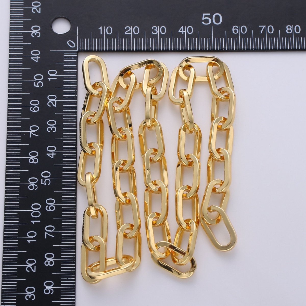 OS Chunky Paper Clip Oval Chain Necklace, 17X9mm 24K Gold Filled Jumbo Link Paper Clip Chain, 1 Yard Lead, Nickel Free, Unfinished Paper Clip | ROLL-242