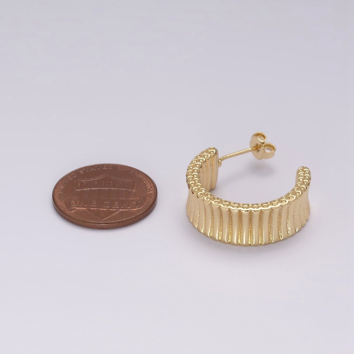 Chunky Striped hoop earrings, Modern hoop earrings 24K Gold Filled Hoop earrings T-230