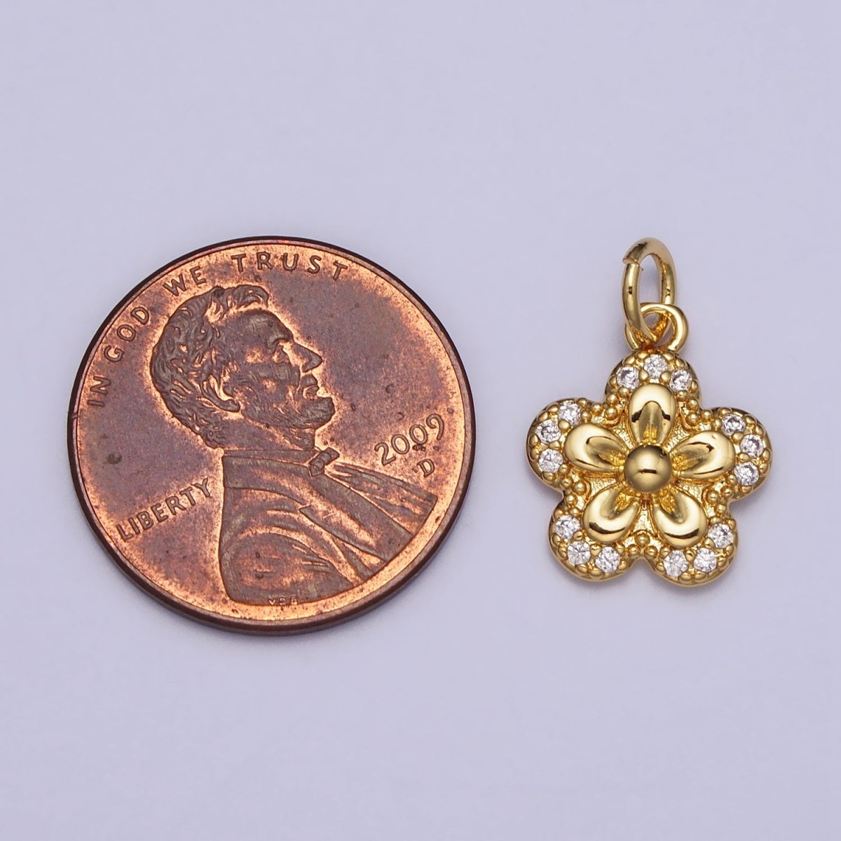 Clear Micro Paved CZ Blooming Daisy Flower Gold Add-On Charm | AC202