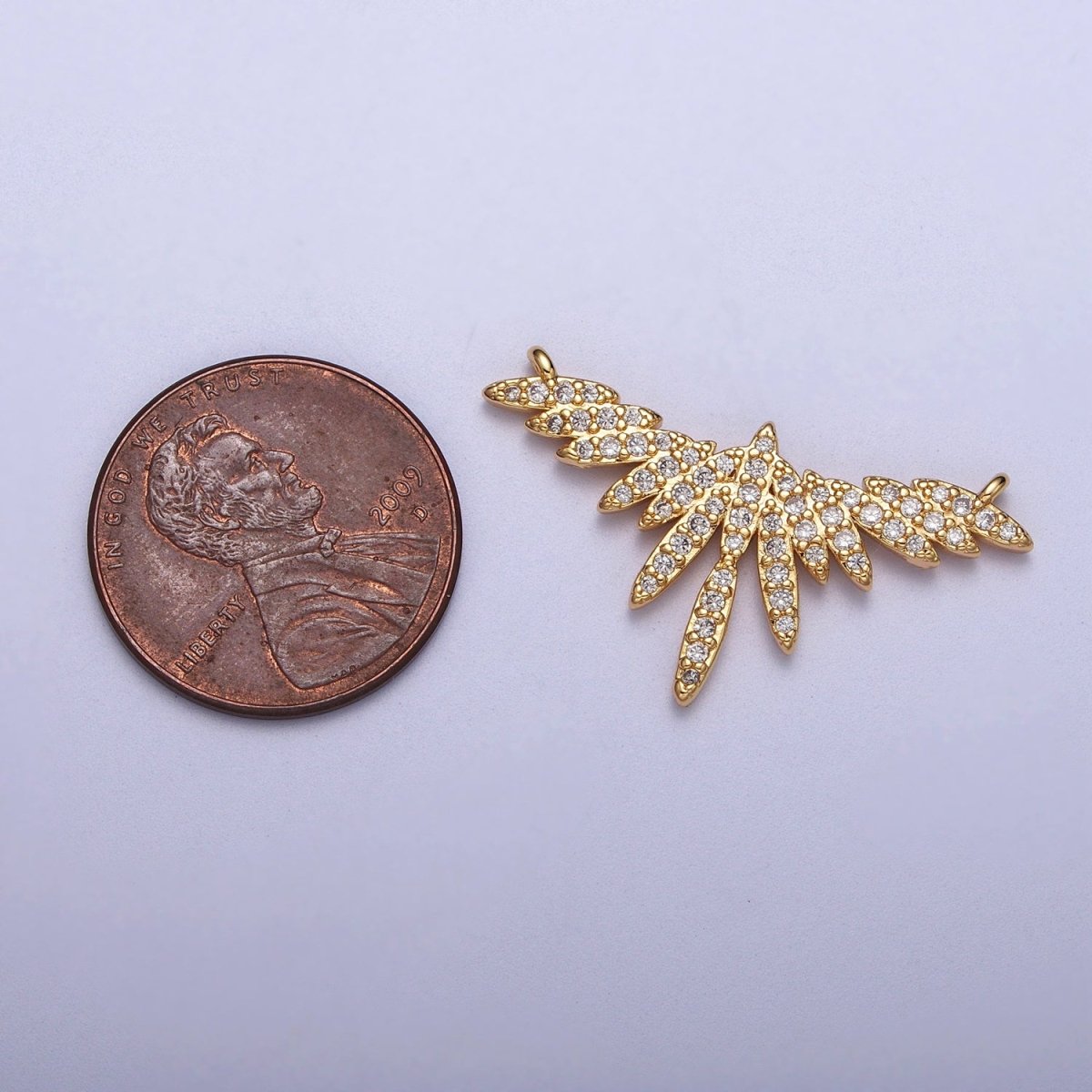 Clear Micro Paved CZ Flying Bird Wings Gold Link Connector | Y-702