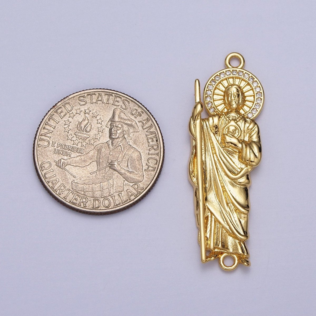 Clear Micro Paved CZ Grandiosa Cadena de San Judas Saint Judas Connector | Y-673