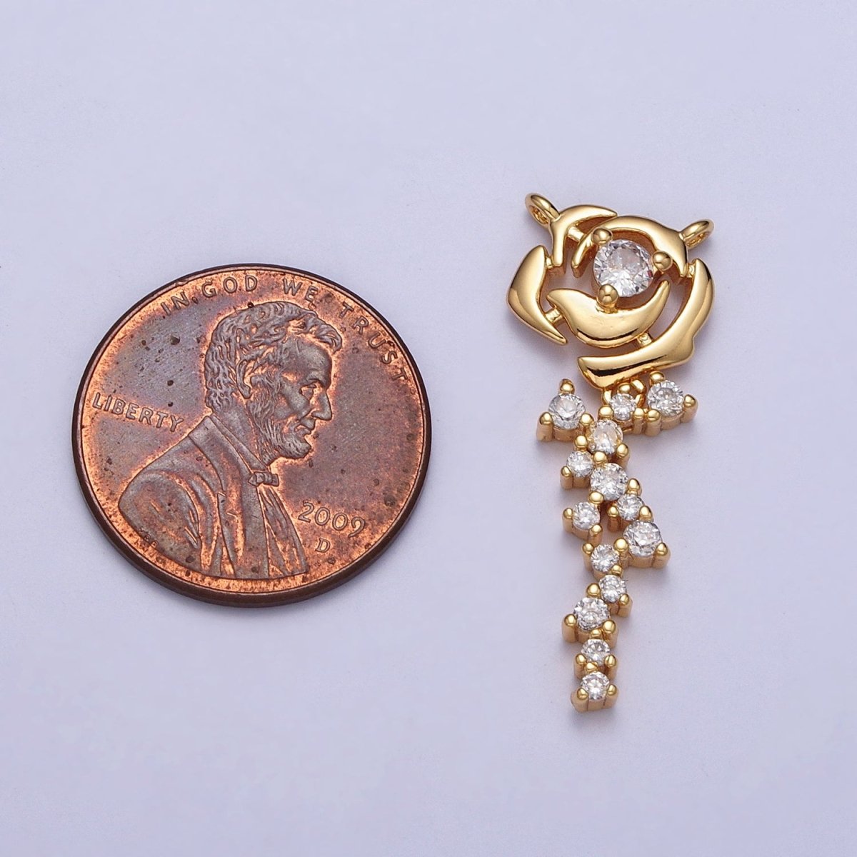 Clear Micro Paved CZ Rose June's Birth Flower Link Connector | Y-708