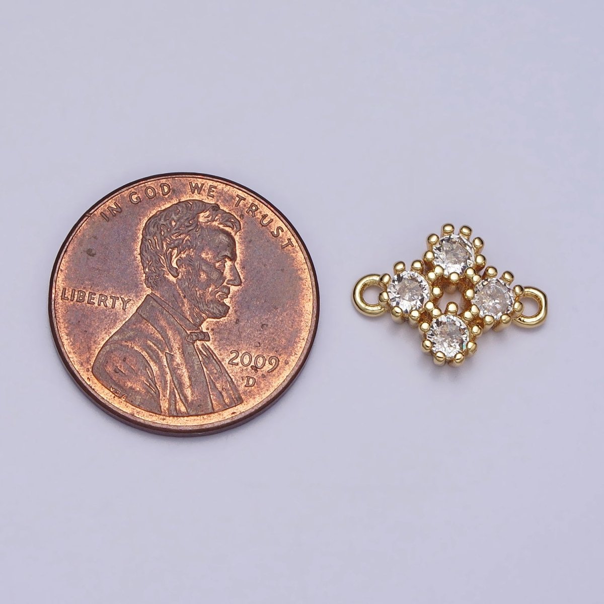 Clear Round CZ Quatrefoil Minimalist Connector | Y-781