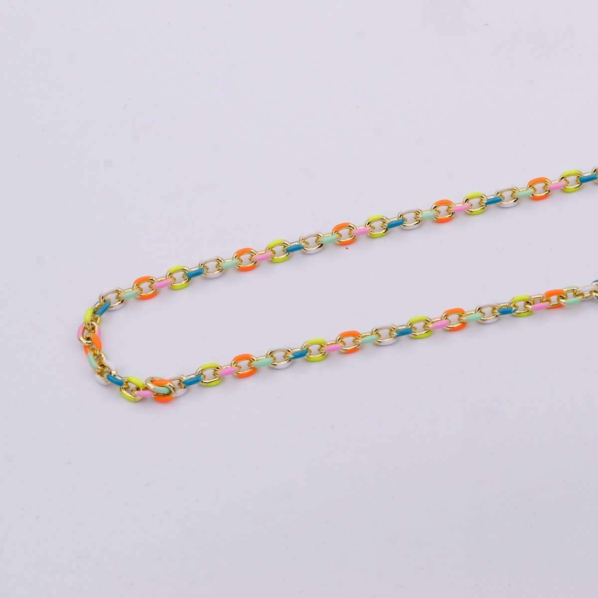 Colorful Enamel Chain 4.5x3.3mm Cable Link Chain, 14K Gold Filled Dainty Chain, Wholesale bulk Chain by Yard | ROLL-1018 To ROLL-1025