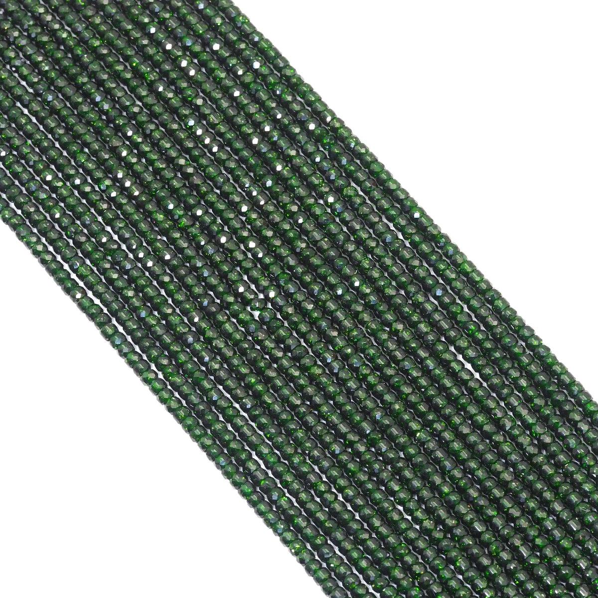 Green Goldstone Faceted Rondelle Beads, 2x3mm, Sku#U1634