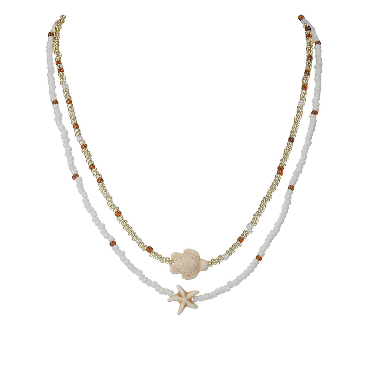 Cross-border Fashion Ocean-Style Turquoise Starfish Turtle Seed Bead Necklace