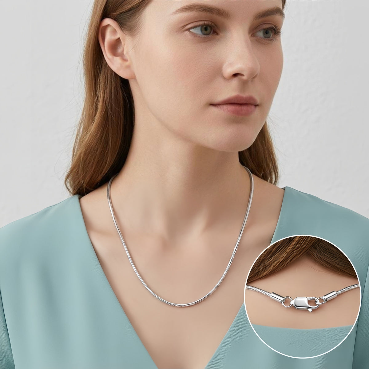 925 Sterling Silver Elegant Snake Chain Necklace with Secure Lobster Clasp