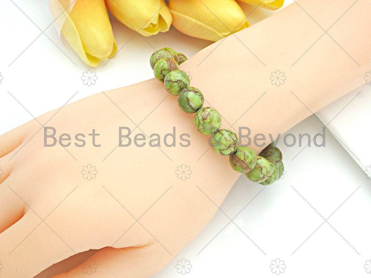 Green African Turquoise Stretchy Bracelet, Sku#U1123