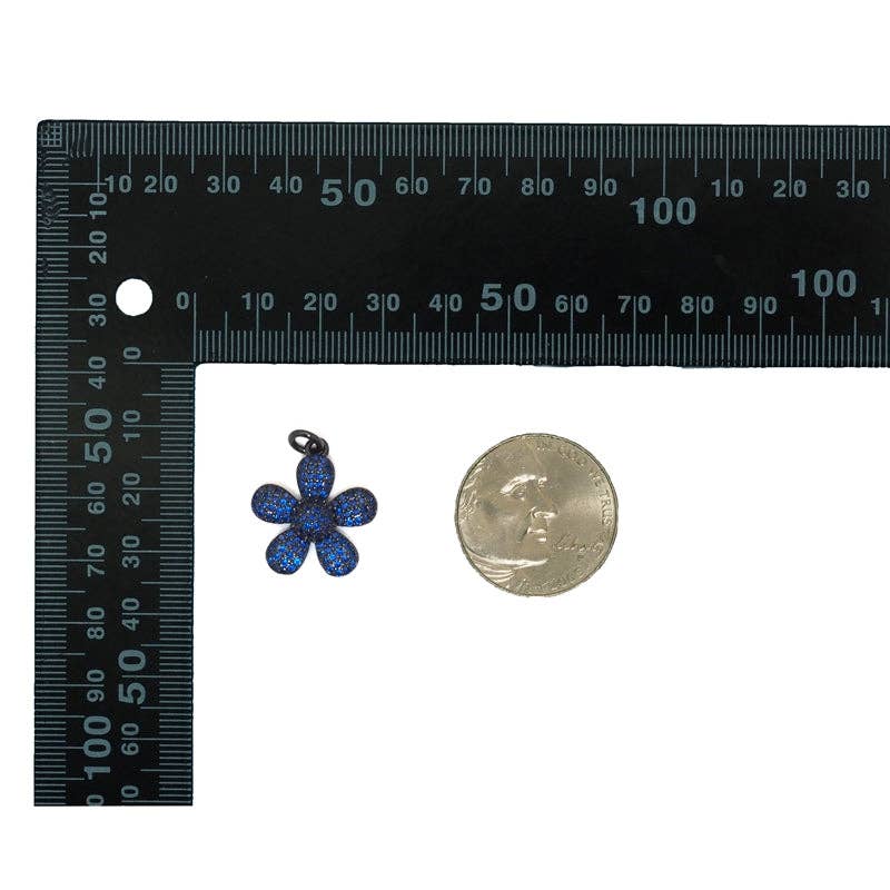 Purple/Green/Turquoise/Black/Fuchsia/Champagne /Blue CZ Flower Charm, Sku#ML68