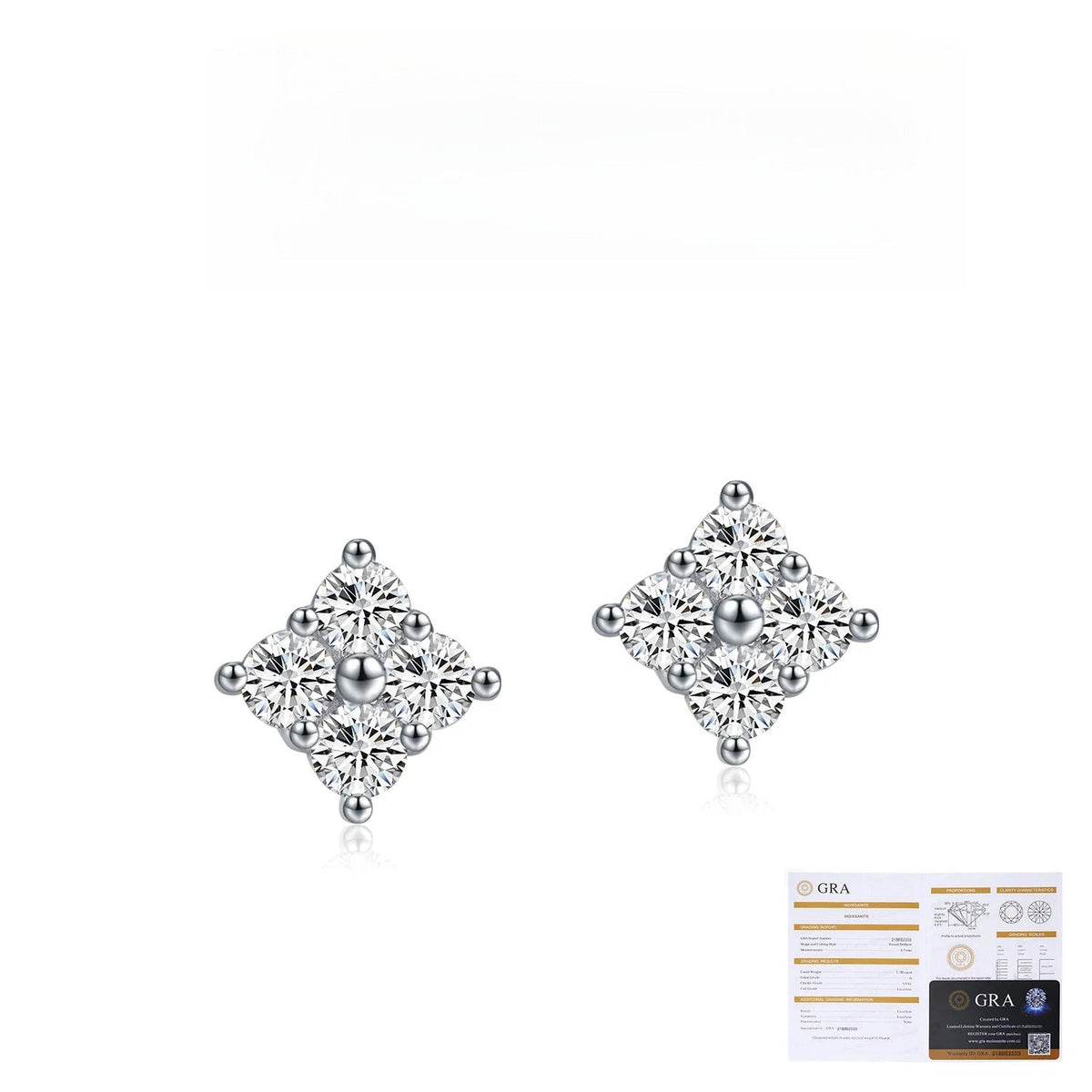 Floral D-Color VVS1 Moissanite Stud Earrings in Sterling Silver