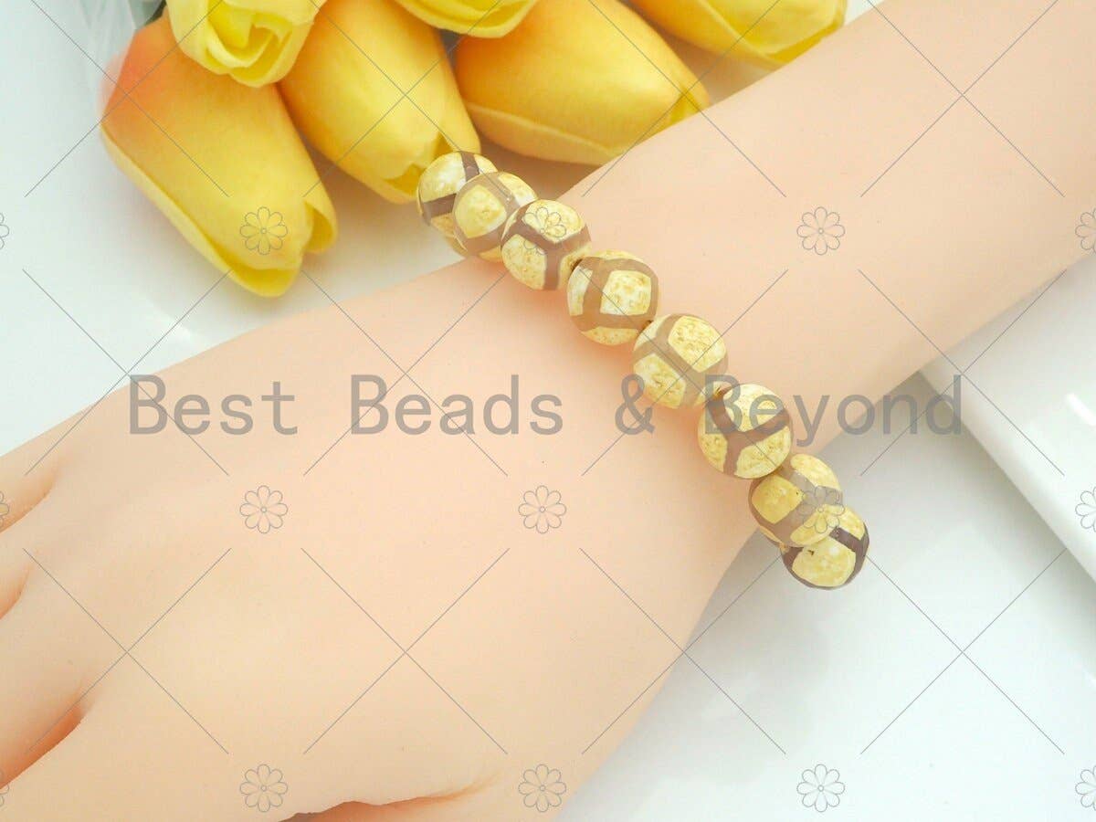 Natural Yellow Tibetan Agate Stretchy Bracelet
