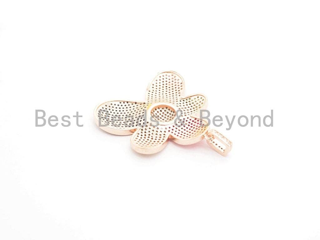 CZ Multi-colors Micro Pave Flower Pendant,Cubic Zirconia Rai