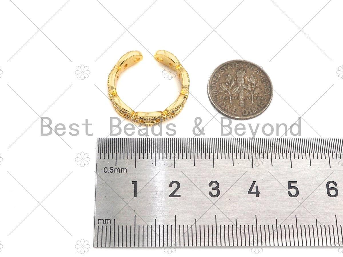 CZ Pave Mariner Link Ring, Stackable Ring, sku#LD49