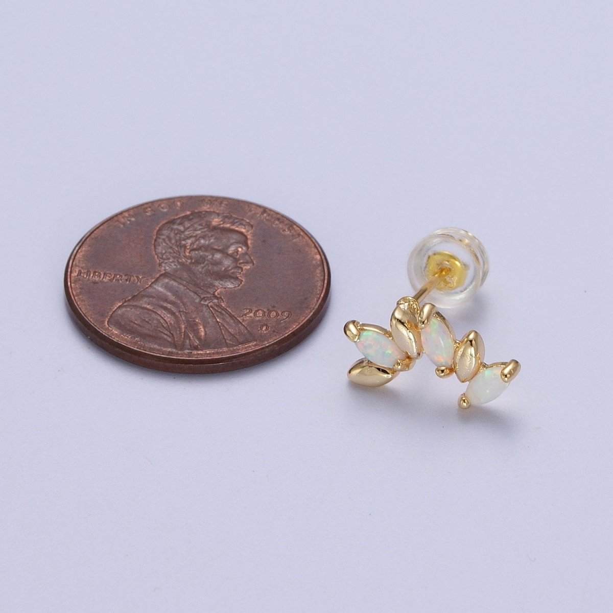 Dainty 14K Gold Filled White Opal Gold Marquise Stud Earrings | AD-107
