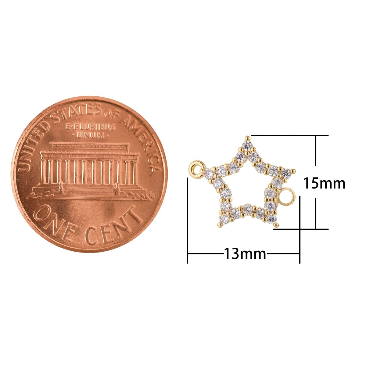 Dainty 18k Gold Filled Star Charm, Micro Pave Star Connector CZ Cubic Zirconia Crystals for Bracelet Necklace Earring Charm Pendant F-773