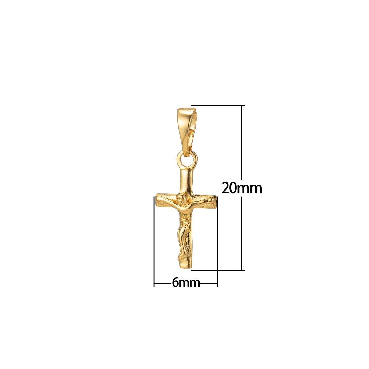 Dainty 24k gold Filled crucifix cross charm Jesus Pendant Religious Bracelet, Necklace Rosary Supply I-125