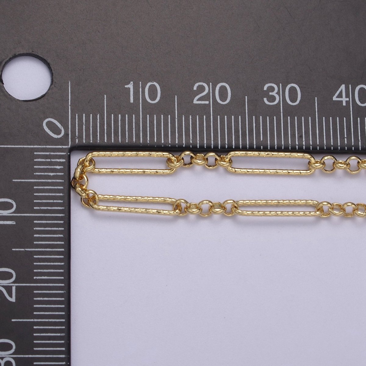 Dainty 24K Gold Filled Unique Chain, Textured 13X3mm Paper Clip Chain with 2.5mm Rolo Link, Unfinished Chain For Jewelry Making | ROLL-655