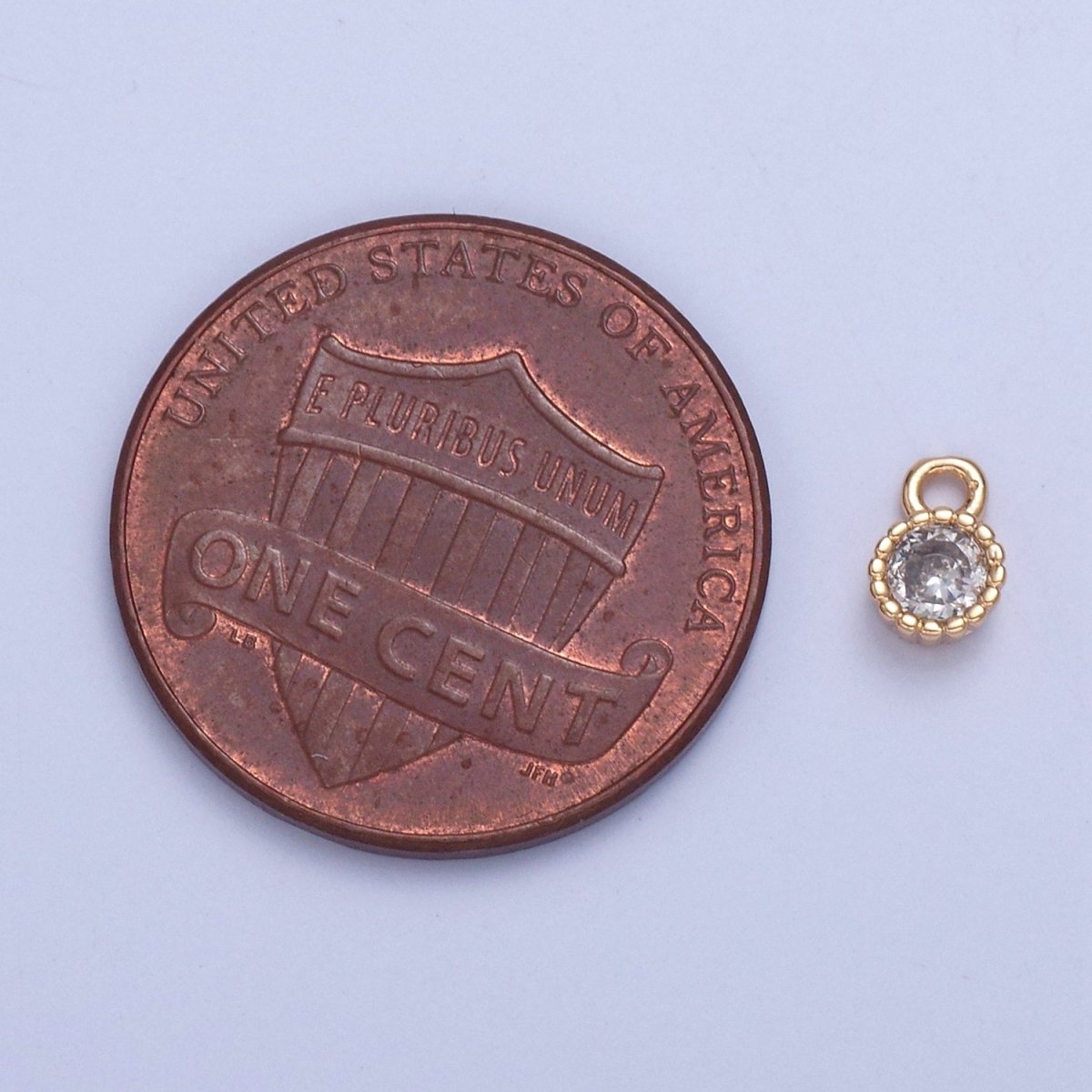 Dainty Beaded Round Clear Cubic Zirconia CZ Charm For Jewelry Making X-022