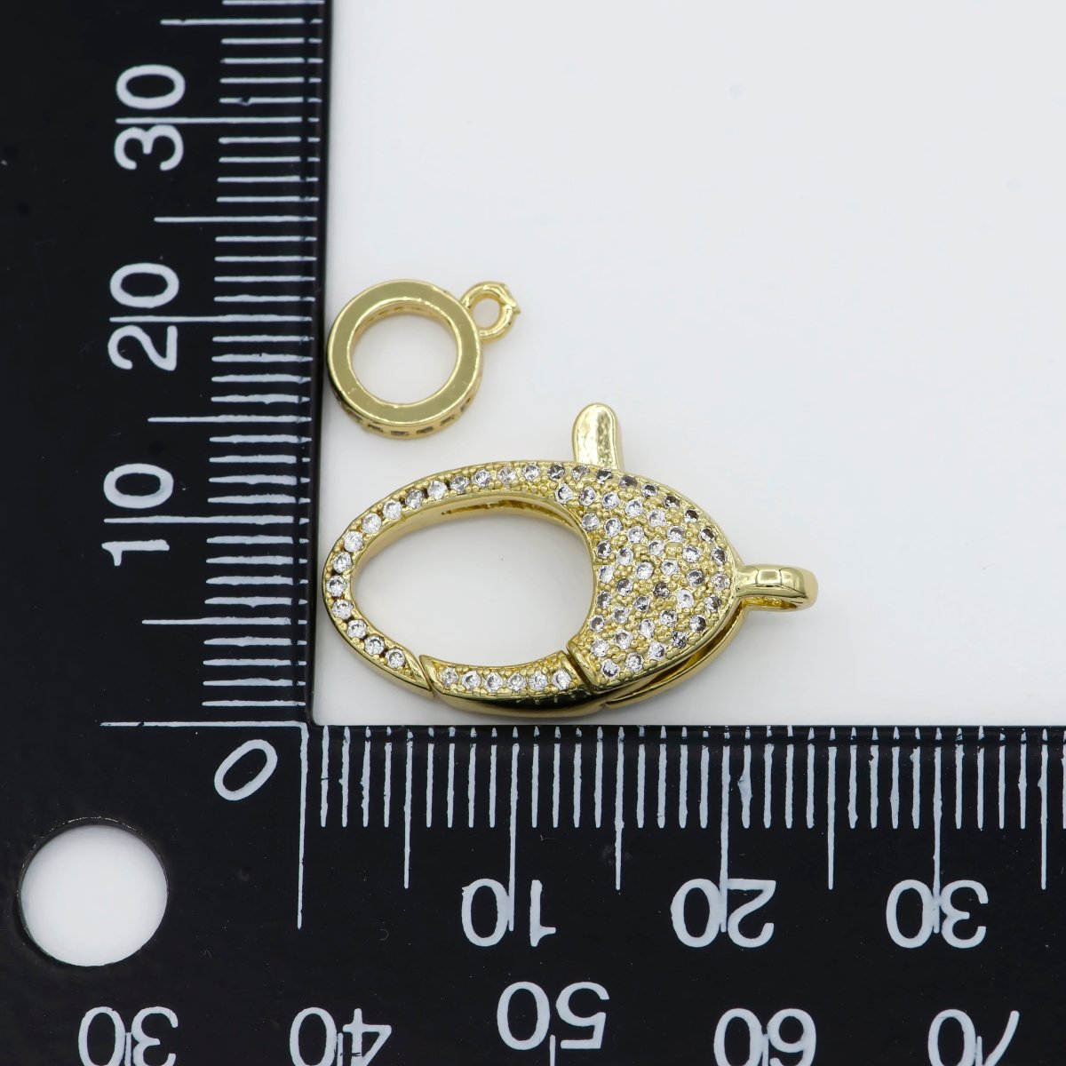 Dainty Crystal Gold Filled Oval Lobster Clasp with Jump Ring L-315