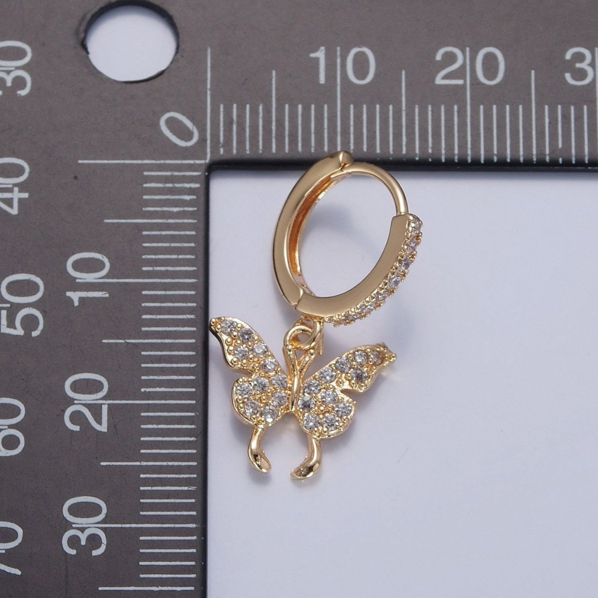Dainty Gold Filled Huggie Earring with Butterfly Charm V-440