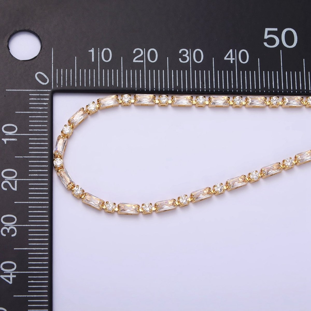 Dainty Gold Filled Tennis Bracelet Emerald Green Mix Baguette Round Clear Pink Green Cubic Zirconia Link Tennis Bracelet Minimalist Jewelry | WA-1824 - WA-1829 Clearance Pricing
