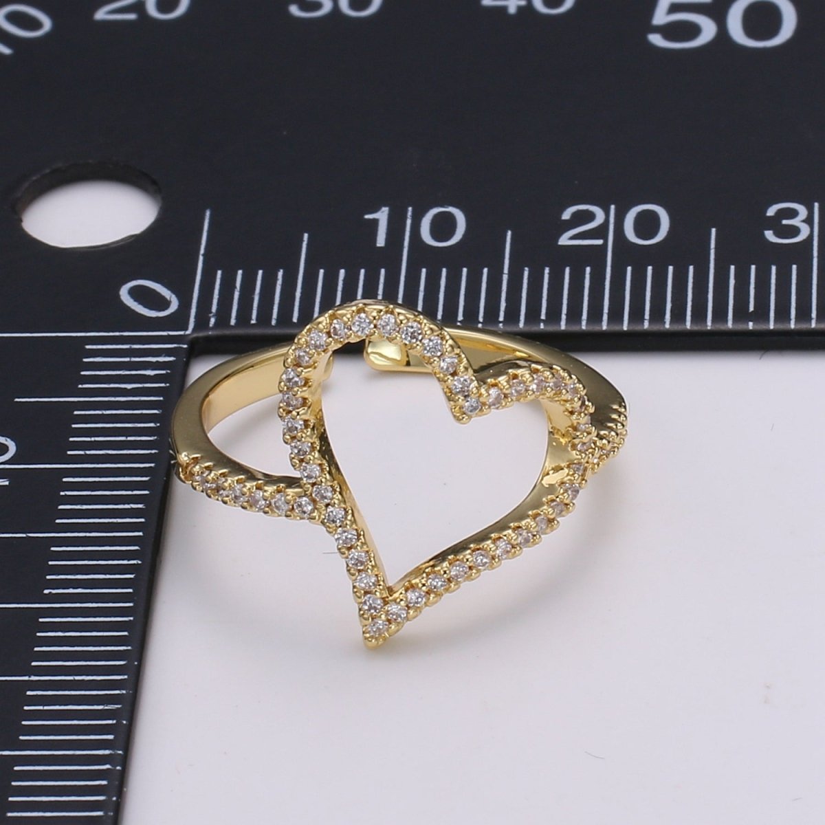 Dainty Gold Heart Ring, Love Ring, Open Heart RinG Adjustable Open Ring, Gold Stacking Ring Minimalist Heart Ring, Anniversary Gift for her R-446