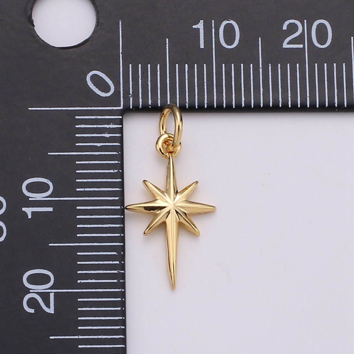 Dainty Gold North Star Charm Necklace, Bethlehem Star Pendant in Silver Celestial Jewelry Making Supply D-450 D-451