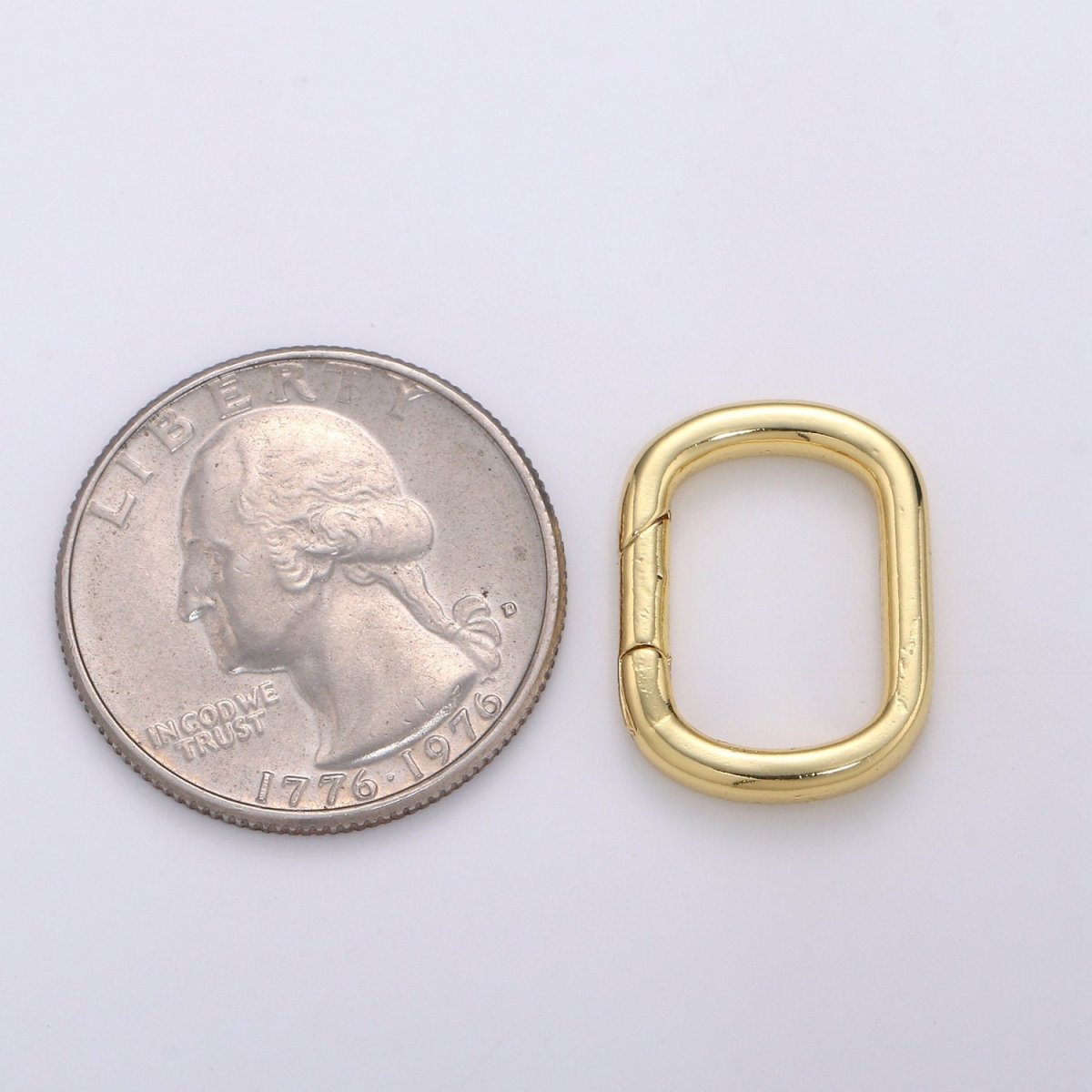 Dainty Gold Spring Gate Ring, Push Gate ring, 15x20mm Oval Ring, Charm Holder 14K Gold Filled Clasp for Charm Holder Connector L-004