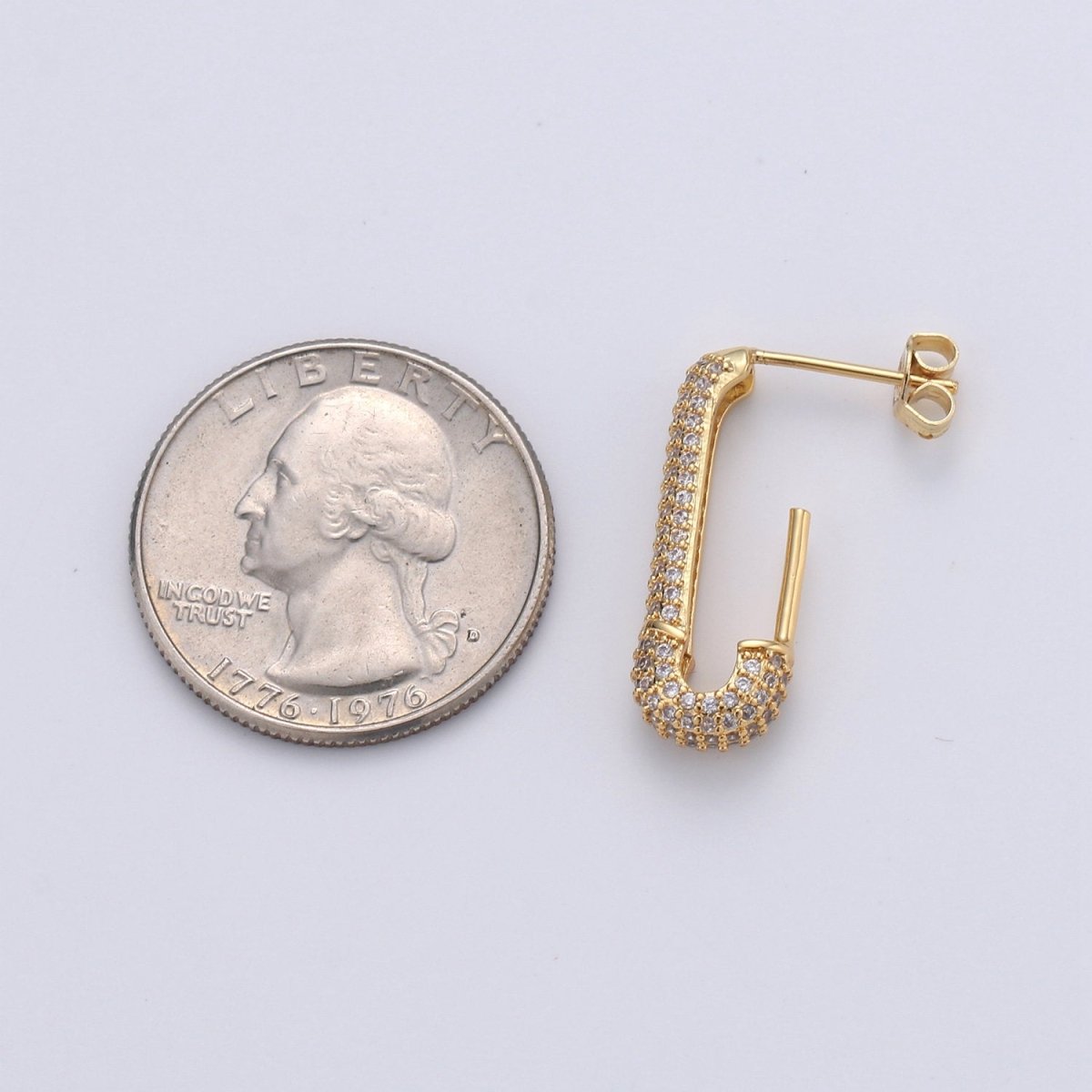 Dainty Gold Stud Earring Dangle Hoop Earrings, Micro Pave Statement Earrings, Minimalist Earrings CZ Cubic Simple earring Gift for Her K-623