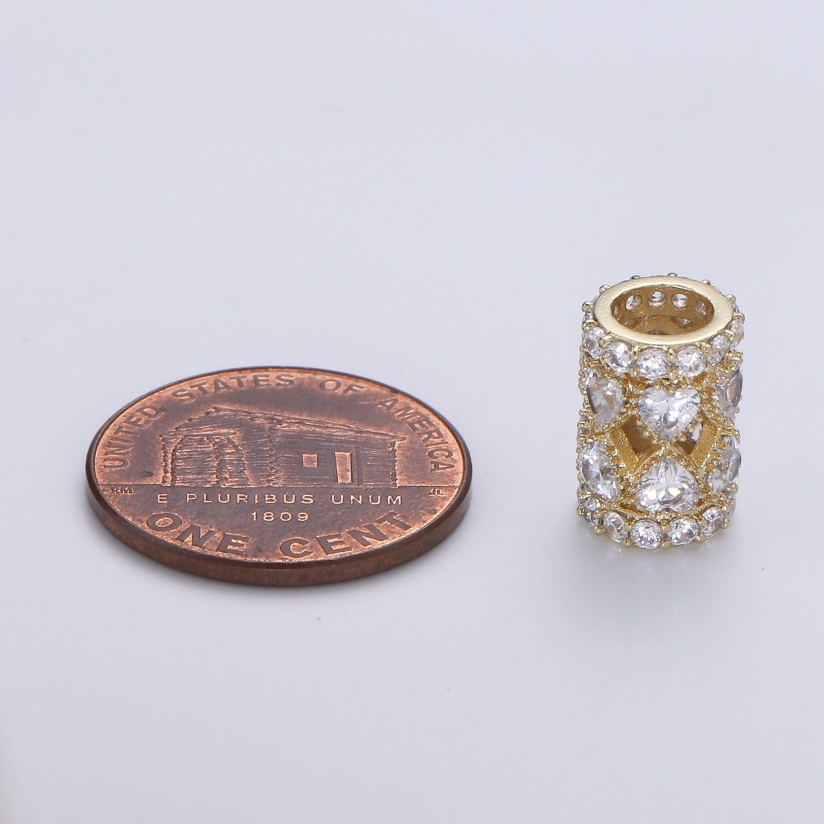 Dainty Golden Tube Beads Roll CZ Gold Filled Geometric Jewelry Making Beads B-352
