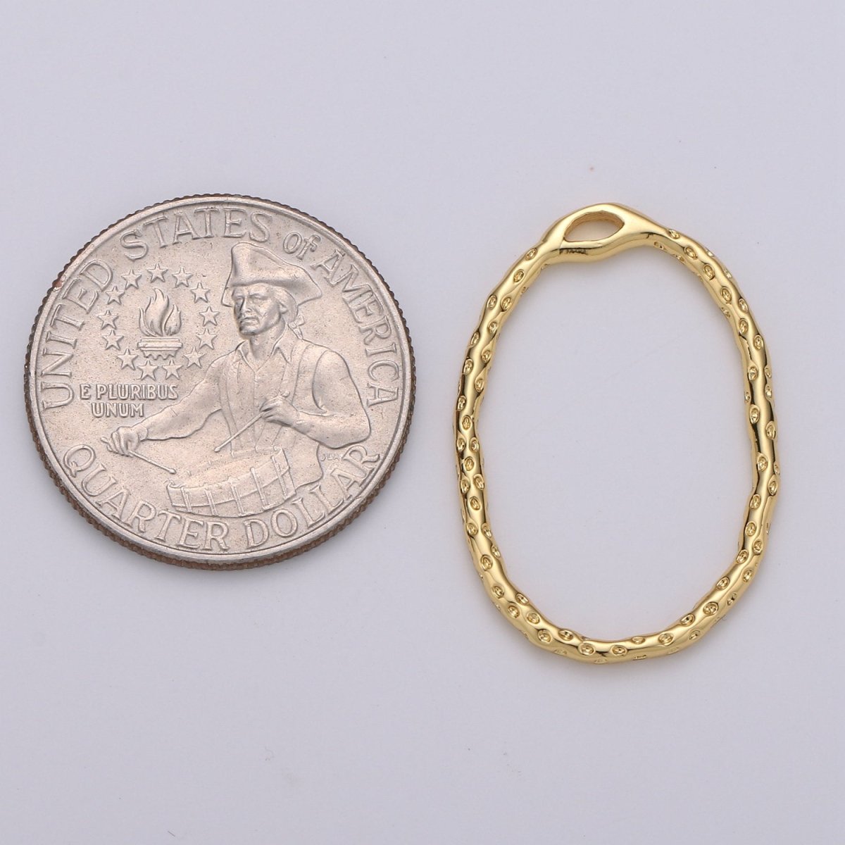 Dainty Hammered Oval Pendant, Round Charm 14k Gold filled for Earring Necklace Supply K-898