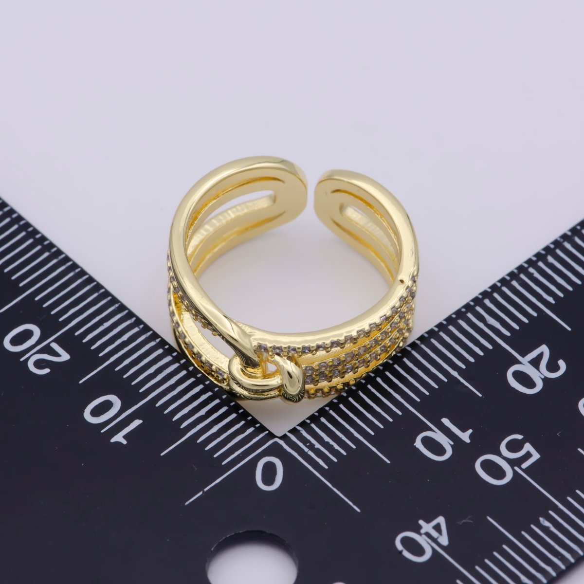 Dainty Knot Tie Gold Filled Ring Open Adjustable Ring Simple Cz Stacking Jewelry O-458