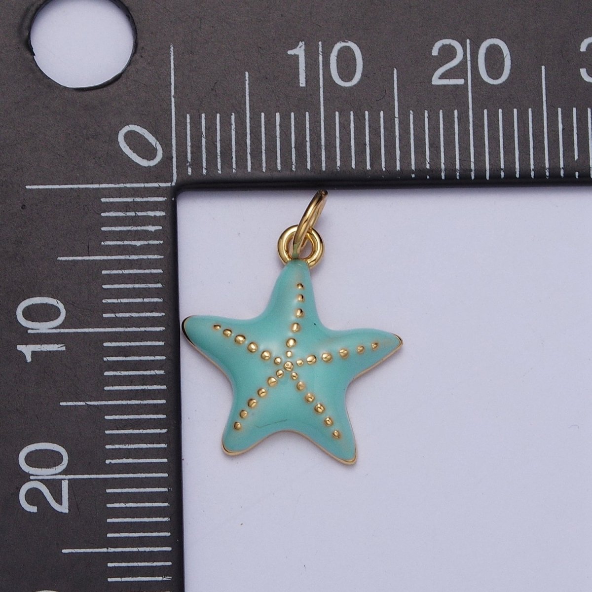 Dainty Light Blue Starfish Charm, Small Summer Beach Style Starfish Charm For Jewelry Making AG-128