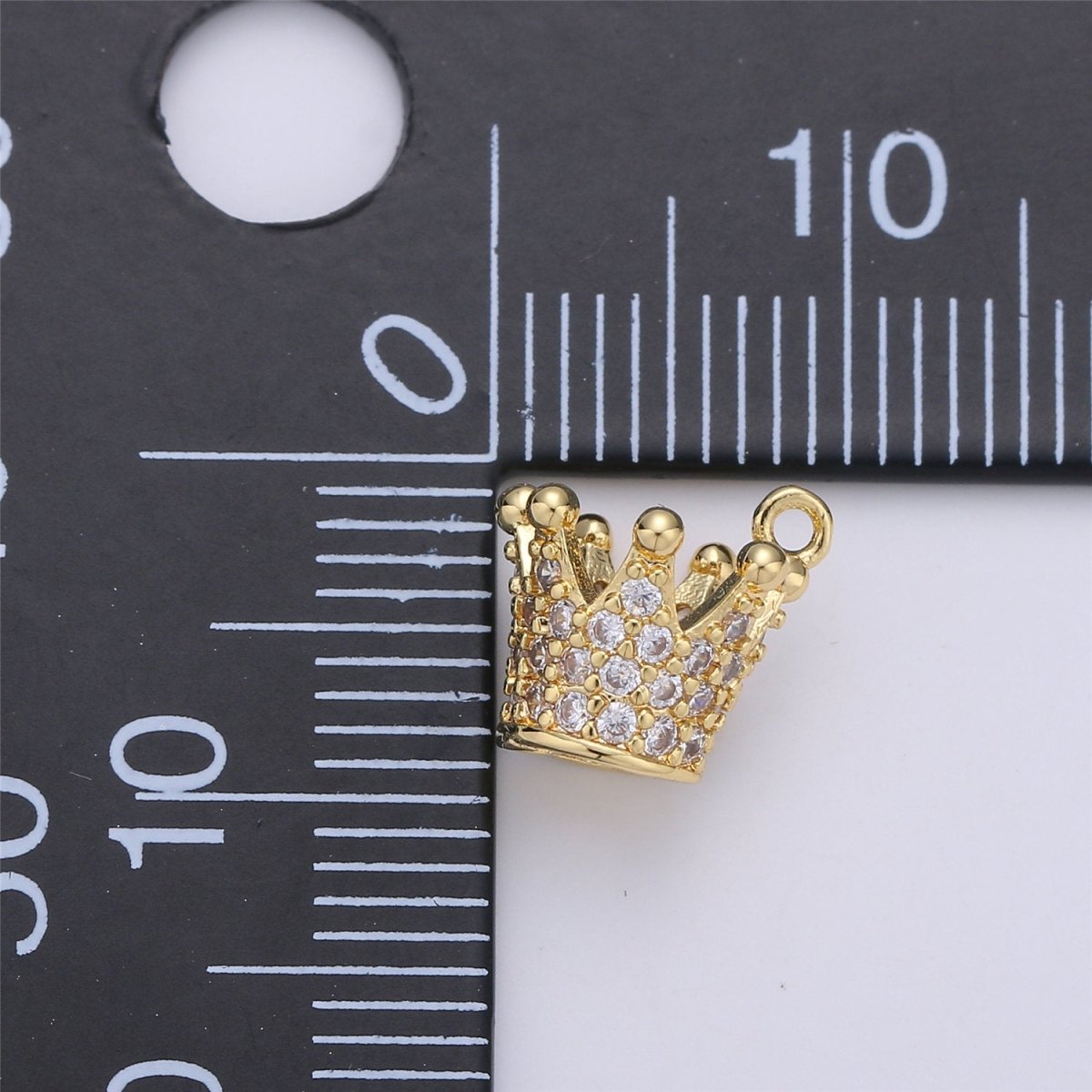 Dainty Micro Pave Gold Crown charm in 24k gold Filled Charm Cubic zirconia for Necklace Bracelet Earring Charm Jewelry Making supply C-679