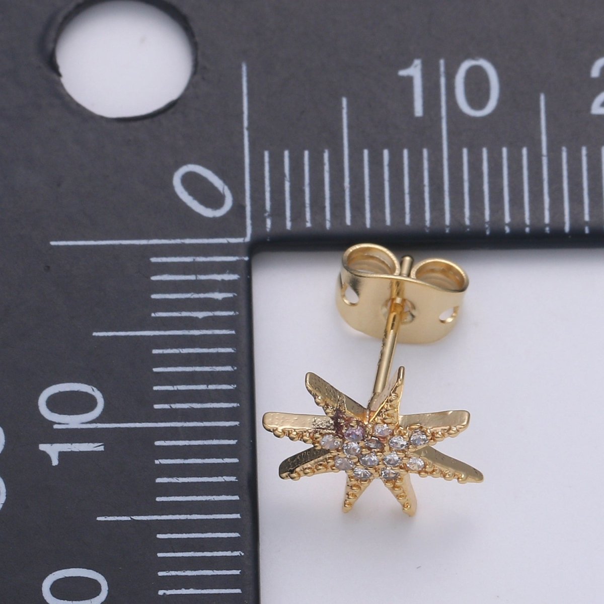 Dainty North Star Stud Earring Cubic Zirconia Celestial Inspired for Minimalist Jewelry P-151