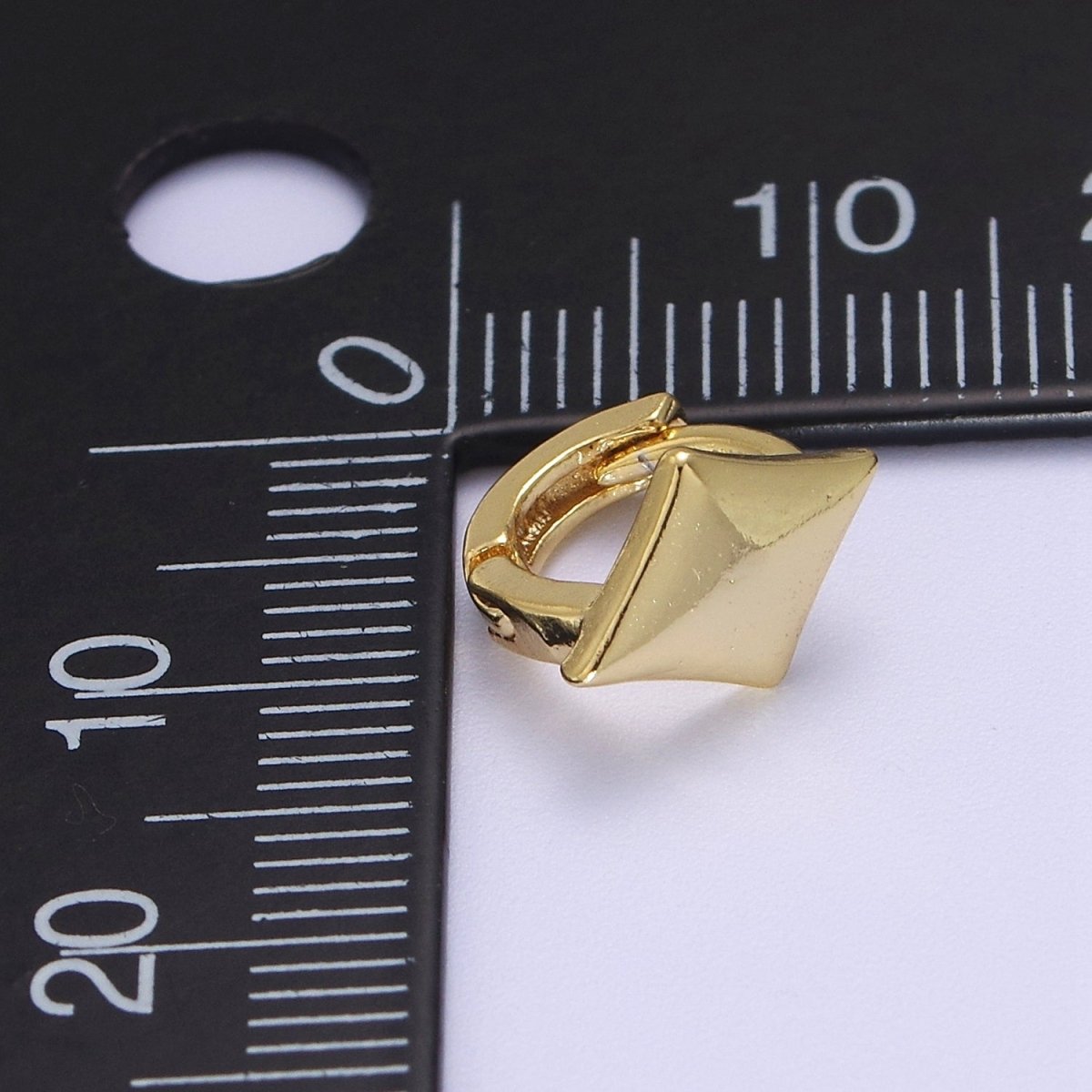 Dainty Rhombus Huggie Earrings | Tiny Geometric Hoops | Polygon Minimalist Earring V-091