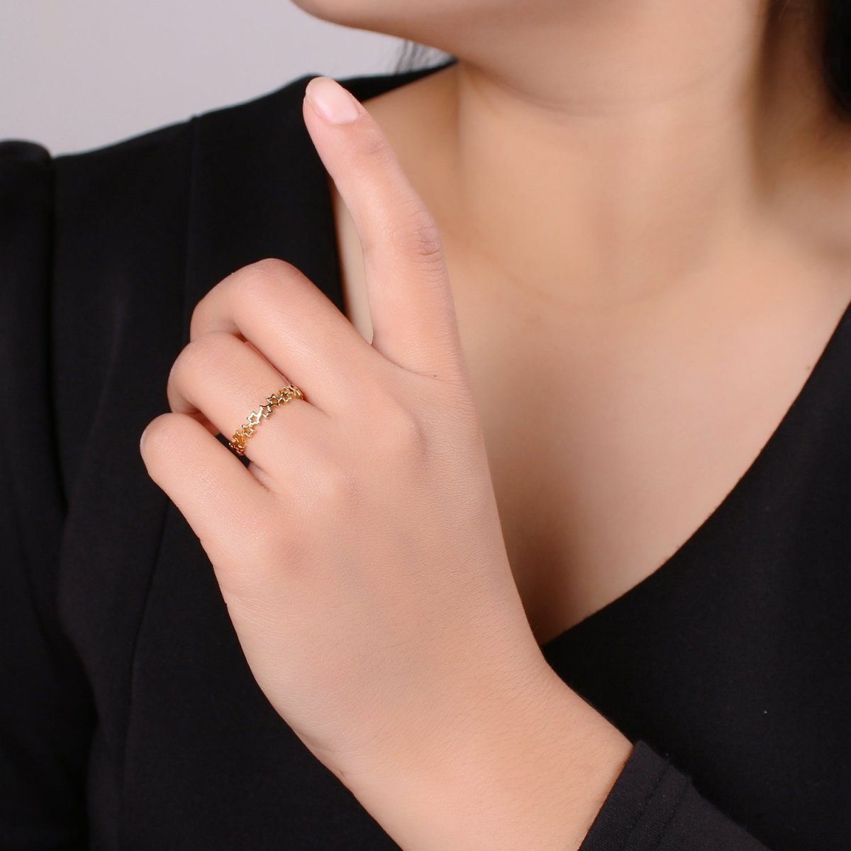 Dainty Star Ring, Gold Minimalist Ring, Stacking Rings for Women, Simple Open Ring, 18k Gold Filled Ring, Gift for Her R-154