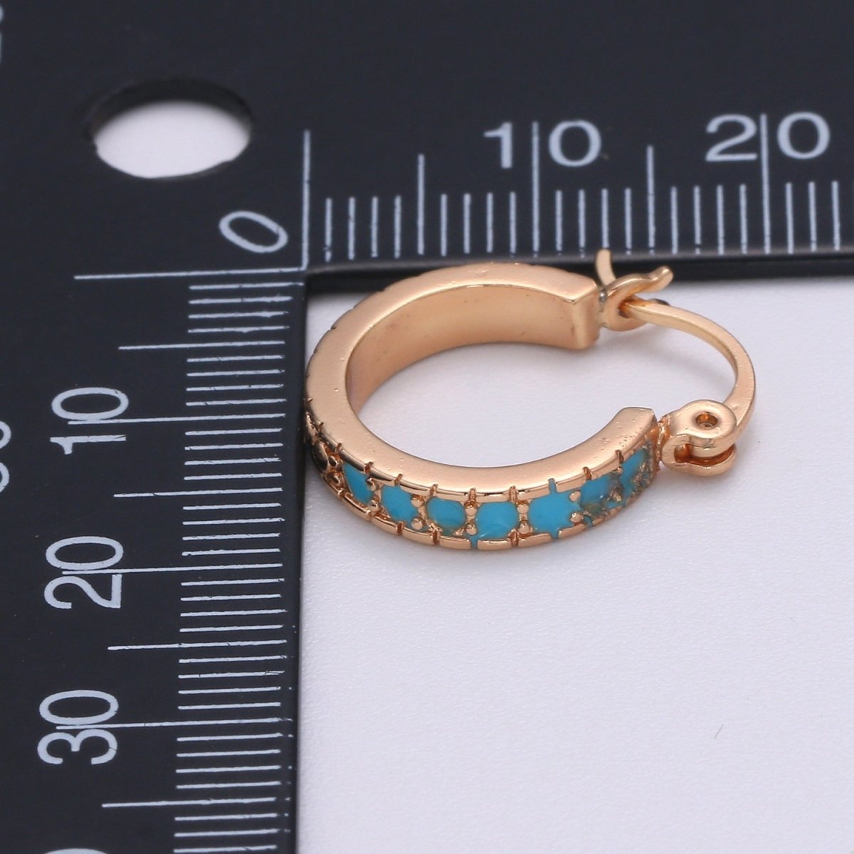 Dainty Turquoise Hoop Cz Earring Gold Filled Earring Everyday Wear Minimalist Jewelry P-180