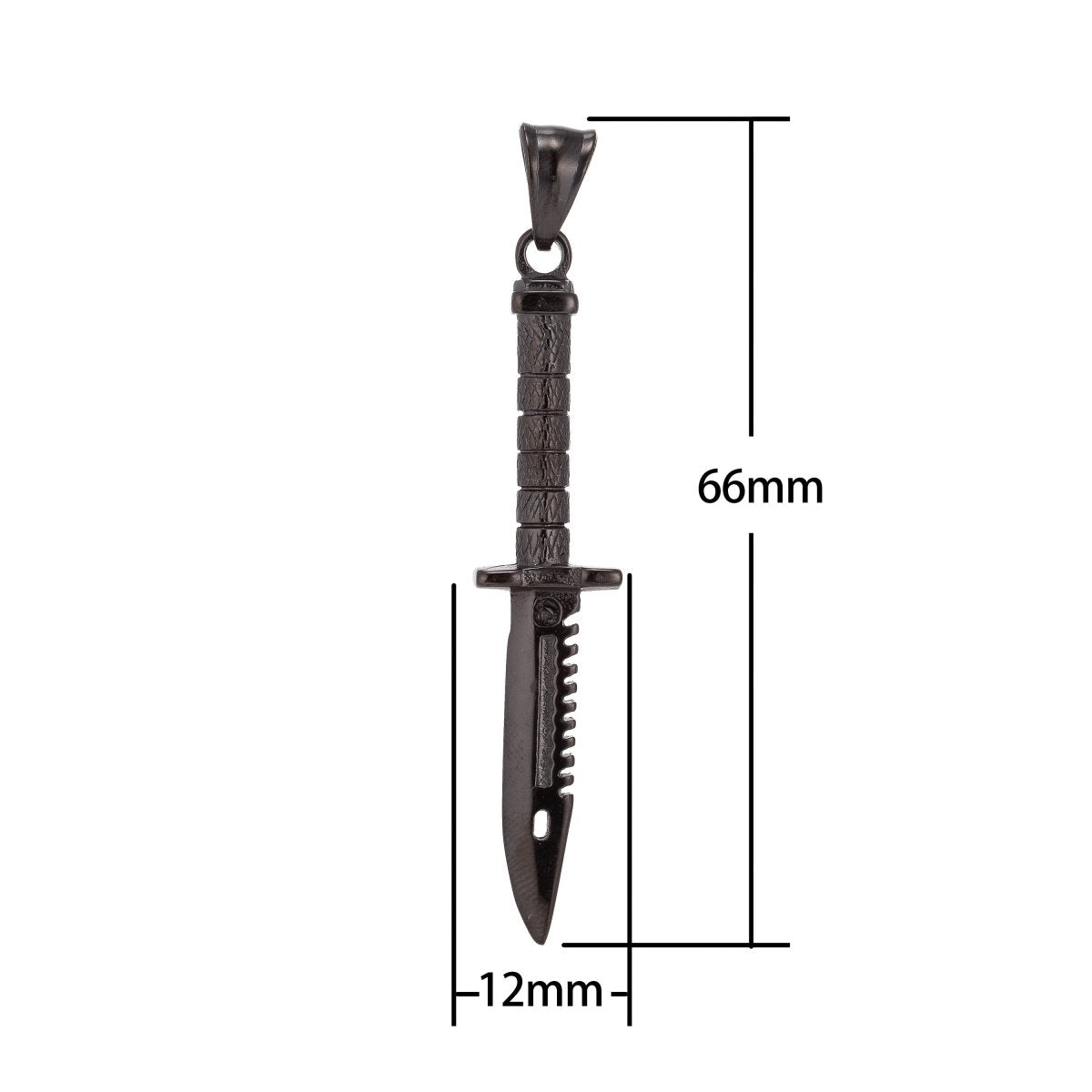 Dark Black Gun Metal Stainless Steel Knife Charm Pendant w/ Bails Findings for Earring Necklace Men Jewelry Making Supplies J-416